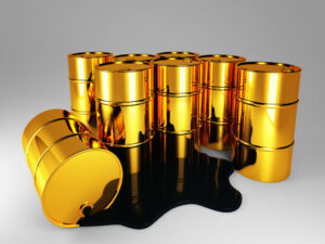 3d image of oil golden barrel background